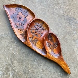 Vintage Hand Carved Appetizer Tray